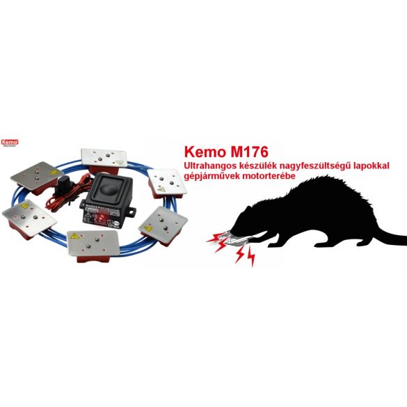 Kemo M176 vízhatlan (IP65) ultrahangos nyestriasztó készülék nagyfeszültségű lapokkal 